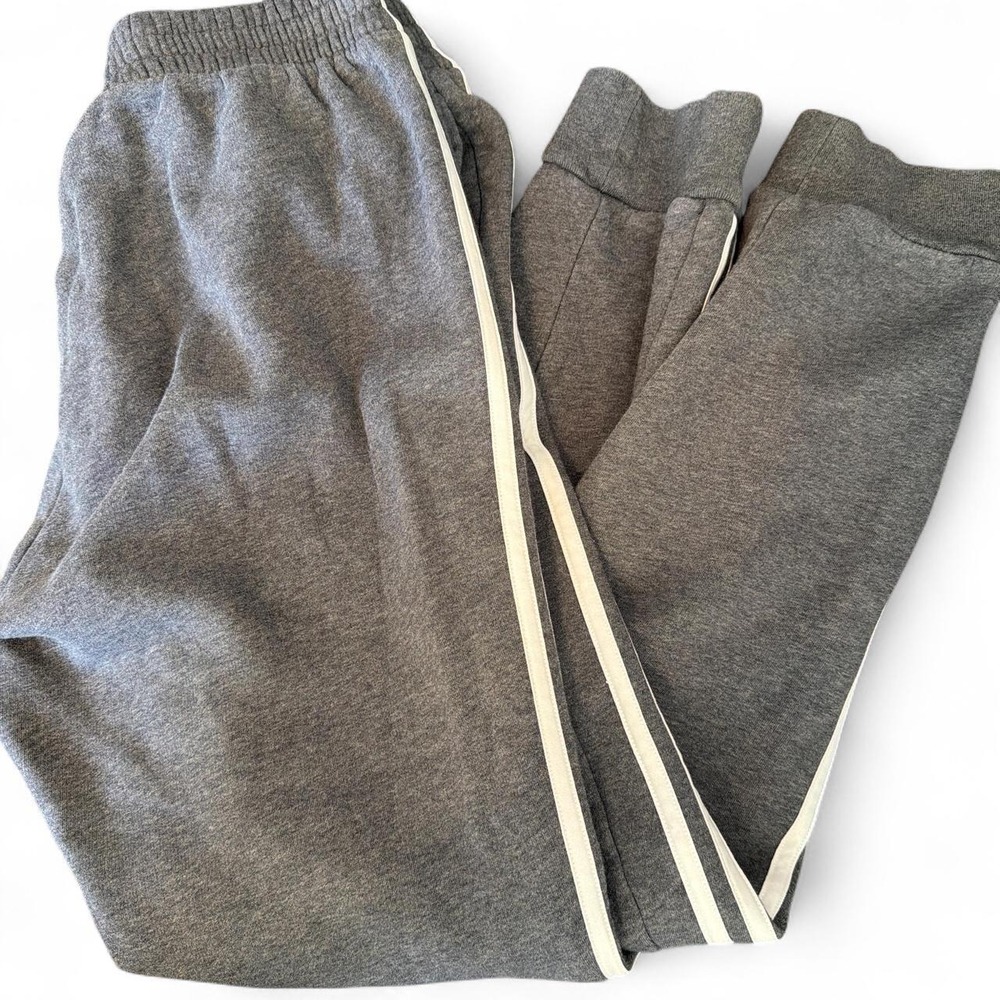 Adidas Essentials 3-Stripes Joggers Gray White Mens M Track Pants Sweatpants - Picture 4 of 8